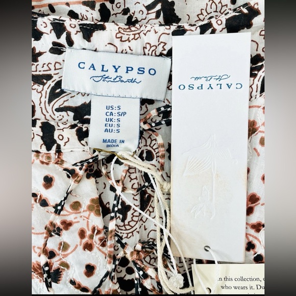 Calypso St. Barth Puff Sleeve Peasant Top S Floral Grandma Core Boho New! - Picture 7 of 9